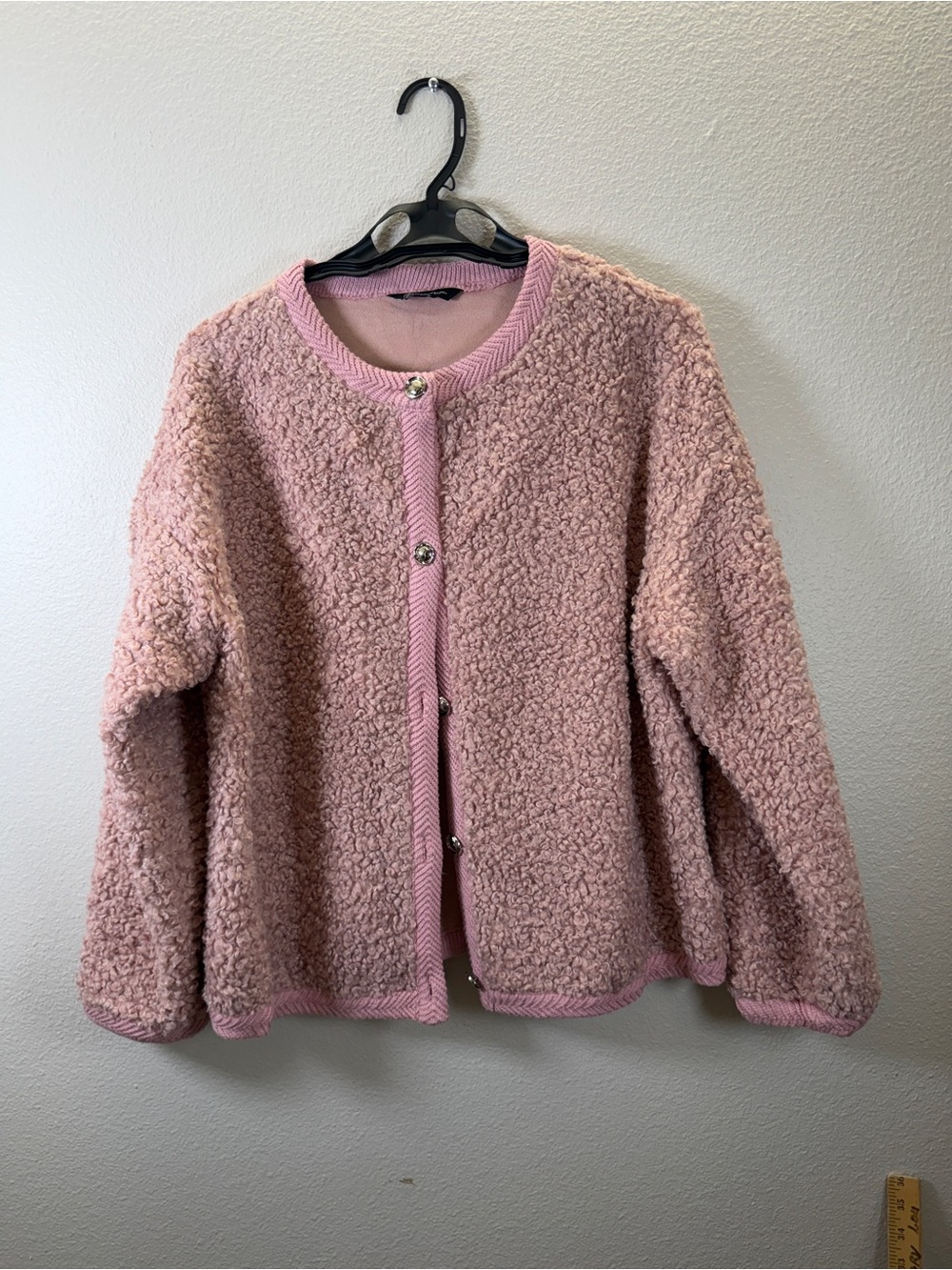 Women's Pink Sherpa Button Jacket